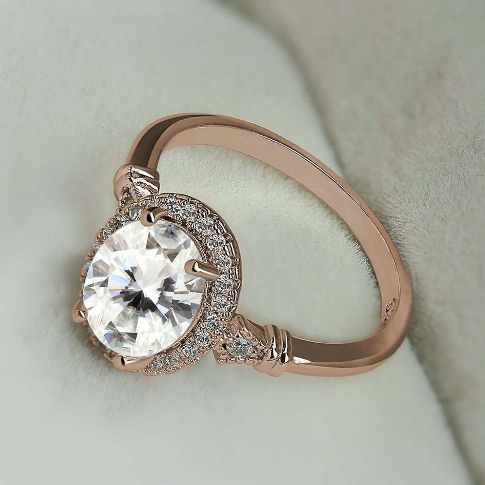 Dazzling Gemstone Beautiful Rose Gold Oval Ring for Women, VIP042 - Picture 2 of 8